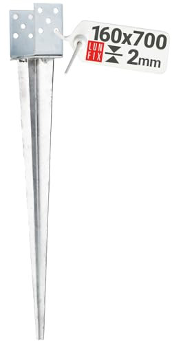 Bodeneinschlaghülse Pfostenanker Pfostenträger Verstellbar 0-160mm Feuerverzinkt 700mm lang