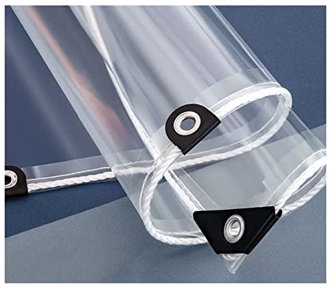 ELZEM Transparente Plane Plane Transparent Mit Ösen,0.35mm PVC Wasserdicht Regenschutz Abdeckplane Für Patio,Gazebo,Patios,Windschutz(1.2x4m)