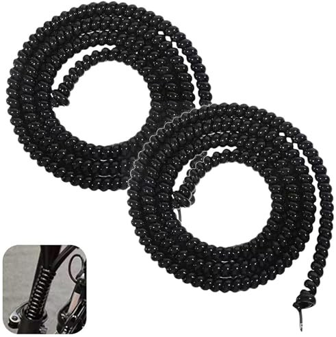 Lot de 2 gaines de protection de câbles en spirale de 96 cm pour scooter - Passe Câble, Gaine de protection de câbles flexible - Organisation des câbles - Accessoires de scooter électrique (noir)
