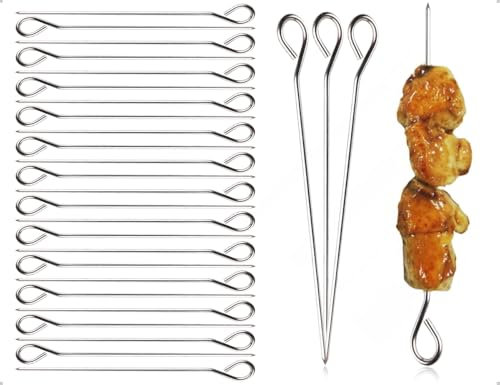 Emezddo 25 pezzi di aghi per involtini, spiedini per involtini in acciaio inox, spiedini shishchlick, aghi per rulli, usati per legare tacchini e pollame (15 cm)