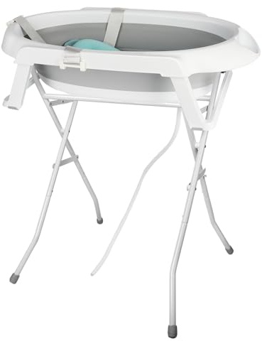 Baignoire pour bébé avec support, pliable, avec support antidérapant, insert de bain pour nouveau-né,66 * 61 * 82cm- Gris
