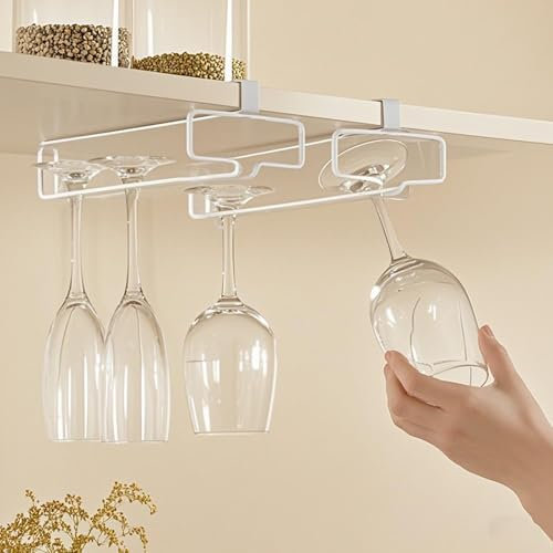 Eruceky 4 Piezas Soporte Copas Colgante, Colgador Copas Vino, sin Taladrar Fácil de Instalar, para Barra Cocina
