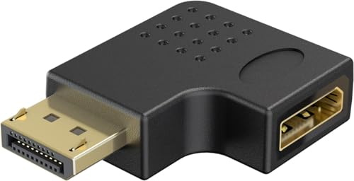 goobay DisplayPort Winkeladapter 90 Grad nach rechts, 8K 144Hz, 4K 240Hz, DP 2.1, Gaming Stecker auf Buchse für PC, Monitor, Grafikkarte - 77131