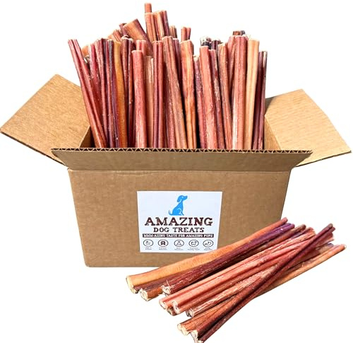 Amazing Dog Treats - 12 Inch Medium Size Bully Sticks (50 Count) - Bulk Bully Sticks for Dogs - No Hide Bully Stick Dog Bones