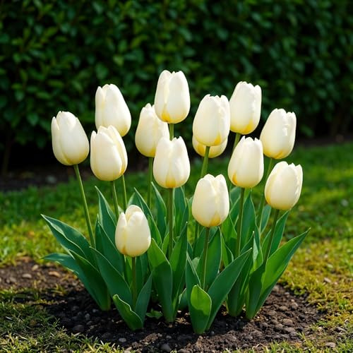 Blomsterlökar - Tulpan 'Triumph White' - Vit - 15 stycken - Lökstorlek 11/12-20-50cm - Ø5cm - Trädgårdsväxt - Flerdeal