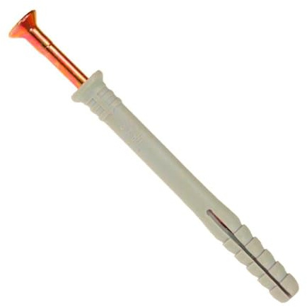 Taco clavo con tirafondo de 6 x 60 mm, en caja de 100 piezas. Diseñado para: fijaciones en madera y muros.