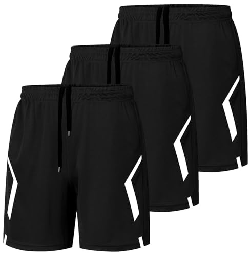 KENAIJING Lot de 3 Shorts de Sport Homme Séchage Rapide Poches Fitness Été