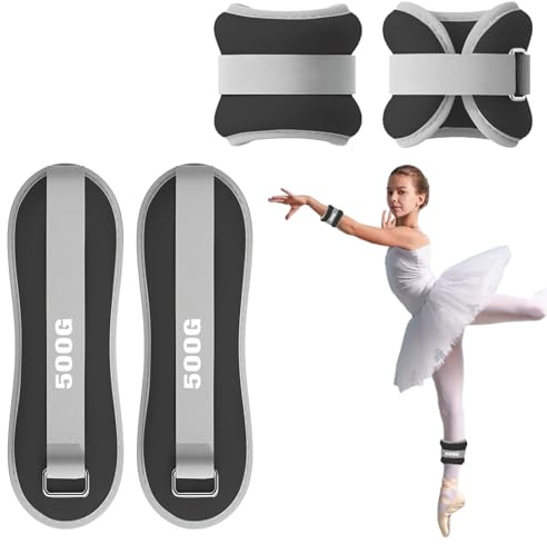 Pesi per Caviglie 2 Pezzi, Cavigliere Pesi per Piede/Polso - Adatti a Principianti e Bambini per Esercizi di Danza, Camminata, Jogging e Fitness (Nero, 0,5KG)