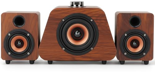 Senmeki Enceintes PC,Mini Haut Parleur PC avec Subwoofer, Enceintes de Bureau 2.1 Alimentées par USB,RCA Enceintes PC pour Ordinateur de Bureau, Ordinateurs Portables, phonographes, téléphones（K02