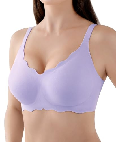 Sylcosia Sujetador sin Aros para Mujer Cómodo sin Costuras Suave y Acolchado Bustier Sujetador Suave Bralette Tipo Camiseta Escote en V