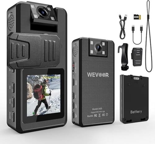 Body Cam 1296P 64G 20H Polizia, Obiettivo Girevole a 180°