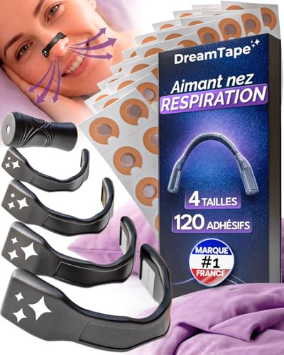 DreamTape Advanced Tiras Nasales Magnéticas para Dormir – Dilatador Nasal Magnético Reutilizable con 120 Pegatinas Adhesivas – Magnetic Nose Strip para Respiración Nasal, Deporte y Descanso
