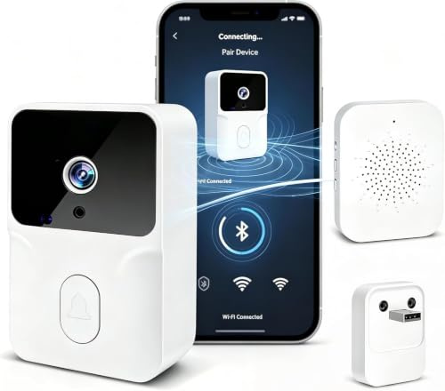 Sonnette Vidéo WiFi sans fil avec caméra 1080p HD, détection de mouvement, vision nocturne, audio bidirectionnel, interphone à domicile, équipement de sécurité intelligent, installation facile