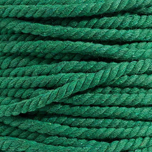 Super Soft 3 Strand Twisted Cotton Rope (Grass Green, 1/4 Inch x 25 Feet)