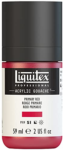 Liquitex 2059415 Professional Acryl Gouache - Primärrot, 59ml Flasche, matt - Acrylfarbe mit Gouache Eigenschaften, Hochdeckend, Wasserfest & Lichtecht