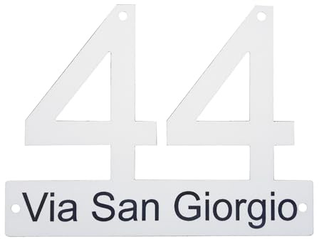 GUIZZO Creart - Numéro civique extérieur en céramique avec barre de soutien, plaque signalétique personnalisée rue/noms, plaque porte d'entrée personnalisée avec numéros civiques extérieurs, fabriquée