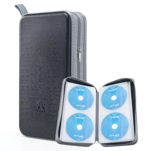 alavisxf xx CD Case, 96 Capacity Hard Plastic Organizer Wallet for Car