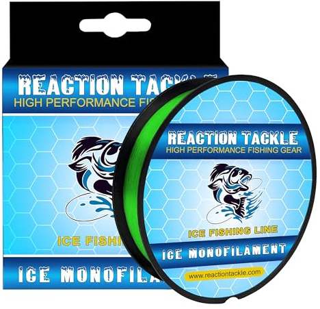 Reaction Tackle Ice Monofilament – Ice Fishing Mono Line, Tip-Up Line - Hi Vis Green - 4LB / 1000yds