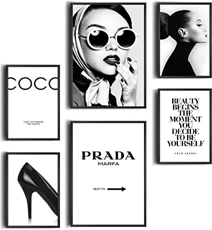 decomonkey - Conjunto de 6 Pósteres SIN Marcos Resumen Estético - 4 x DIN A4 y 2 x DIN A3 - Poster para Pared Cuadros Decoracion Salon Modernos y Dormitorio - Moda Estilo De Moda Mujer Minimalismo