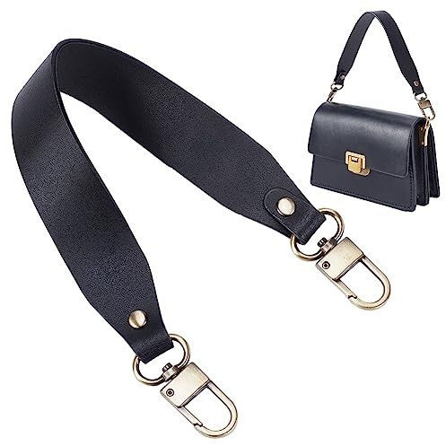 PH PandaHall 37cm Manico Corto per Borsa a Mano Cinturino per Borsa in Vera Pelle Nera, Maniglie di Ricambio per Borse per Borsetta Borse a Spalla Portafoglio Fai Da Te