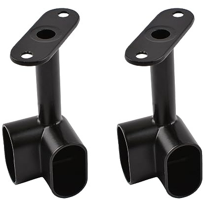 INCREWAY 2 soportes ovalados de esquina para barra de armario de 90°, accesorios de armario resistentes, asiento de brida para barra de armario, color negro