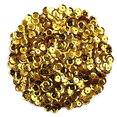 Naler 2800pcs Loose Gold Glittering Sequins Spangles for Crafts Sewing Clothing Decorating Wedding Christmas, 6MM
