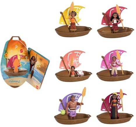 Mattel Disney Vaiana 2 Wunder der Seefahrt, Spielzeugset mit kleiner Überraschungspuppe, Kanu und Zubehör, inspiriert vom Film (Stile können variieren), JBT68
