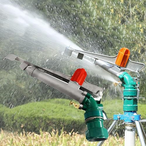 Arroseur d'irrigation agricole, à impact impulsif, rotatif à 360°, rayon de 25-35 m, volume 20-30 m³/h, pour agriculture, pelouse, exploitation forestière