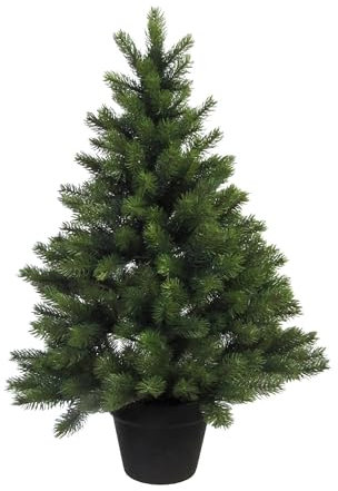 CREATIV Green Künstlicher Tannenbaum im Topf Mit 287 Tips - Weihnachtlicher Weihnachtsbaum 90cm - Festliche Weihnachtsdeko für Zuhause