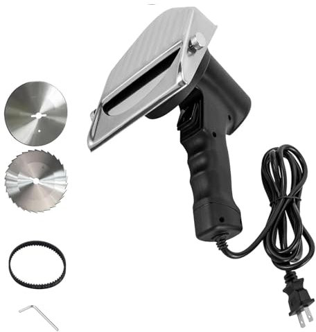 Coltello Shawarma senza fili Coltello Shawarma elettrico Taglierina Gyro commerciale Affettatrice professionale per kebab turco, con 2 lame Spessore regolabile 0-8 mm,stripline