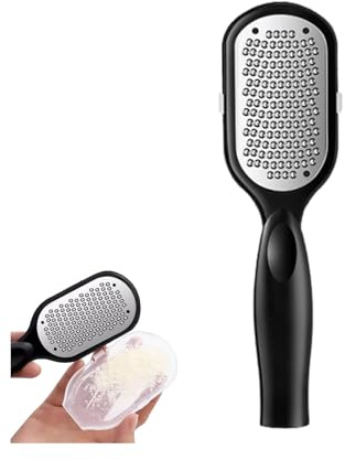 Foot File Callus Remover,Stainless Steel Foot Scrubber with Dead Skin Catcher,Foot Files for Hard Skin,Dead Skin Remover for Feet,Pedicure Tools for Heels,Wet & Dry Use,Home &Salon,Black