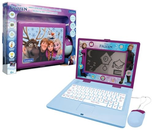Lexibook, Frozen, Bilingual and Educational Laptop SPANISH/ENGLISH, Toy for Children, 170 Activities to Learn, Play Games and Music, Large Screen, Purple/Blue, JC599FZi2LXB