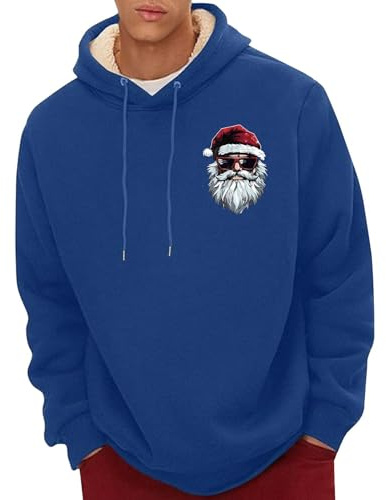 Fleecefodrad julhuvtröja, varm tomte tryck pullover sweatshirt med dragskohuva, mjuk mysig jultröja med ficka, rolig festlig huvtröja för presentutbyte, pubkvällar eller vinterevenemang