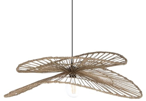 LUSSIOL - Luminaria SAPA, Suspensión de Jacinto de agua natural teñida negra, forma aérea, 78 cm de diámetro (natural)