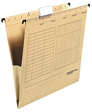 Falken Hängetasche UniReg aus Recycling-Karton für DIN A4 mit Leinenfröschen braun 100er Pack Blauer Engel Schrank Behörde ideal für die lose Blatt-Ablage im Büro und der Behörde