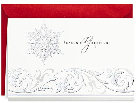 Hallmark Boxed Holiday Cards (Season's Greetings Snowflake, 40 Holiday Cards with Envelopes)