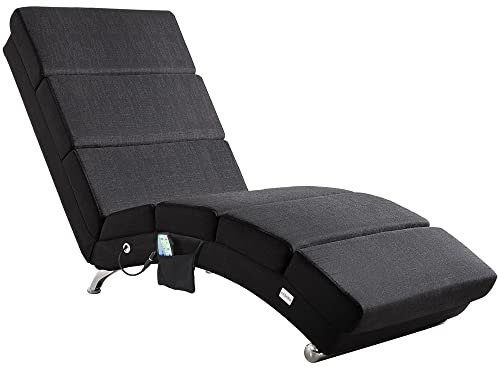 Casaria® Relaxliege XXL Massage Heizfunktion 186x89x55cm Ergonomisch Stoff Gepolstert 180kg Belastbarkeit Wohnzimmer Chaiselongue Relaxsessel Anthrazit