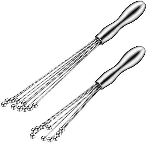 2 Pieces Stainless Steel Mini Ball Whisk 10-Inch and 12-Inch, Egg Beater Manual Mixer Whisk for Sauces Cream Cooking Blender