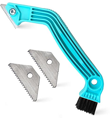 PentaUSA Rascador de Juntas - Removedor de Silicona, Rascador de Lechada, Eliminar Lechada, Raspar Juntas, Incluye Cepillo (2 Cuchillas de Repuesto)