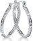 Diamant Creolen Ohrringe für Damen Runde Glitzer Strassteine Ohrringe Süße Luxus Kristall Creolen für Frauen (Silber, 36 Mm)