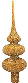 Puntale ornamentale (28x7cm) in vetro soffiato e decorato a mano per albero di Natale, oro