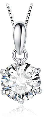 JewelryPalace Rundschliff 1ct Zirkonia Solitär Kette Anhänger, Simulierter Diamant Braut Schmuck Set, Halskette Damen Silber 925 Collier Damen mit Stein, Schmuck Mädchen Geschenk für Frauen 45CM