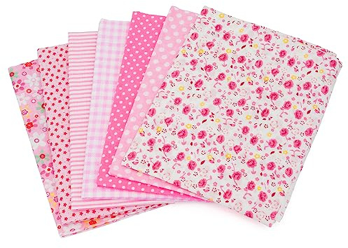 Pacchetto Tessuto: 7 Tessuti in Cotone, Tessuto di Cotone, Fat Quarters in Rosa per Cucito, Quilting & Patchwork; Dimensioni: 50 x 50 cm ciascuno