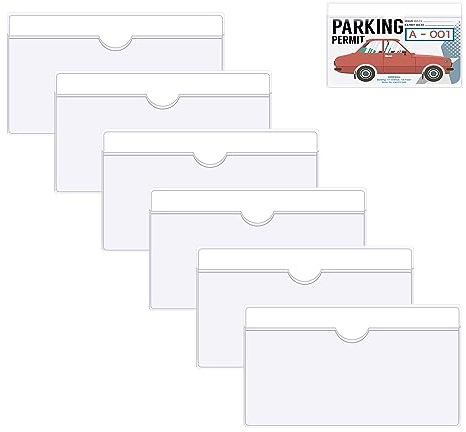 6-pack parkeringsskylthållare, parkeringsskylthållare för vindrutan, självhäftande parkeringsskylthållare, kvadratisk vindrutekortshållare för bilar, skåpbilar, husvagnar