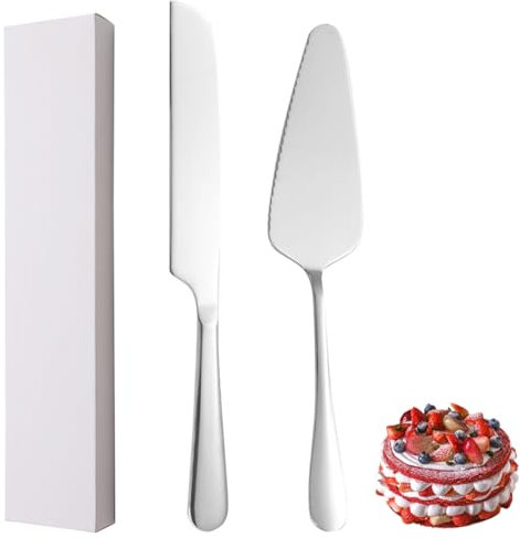 XIAOYU Set di 2 coltelli e paletta per torta nuziale, in acciaio inox, set da portata per matrimoni, compleanni, feste e anniversari, argento