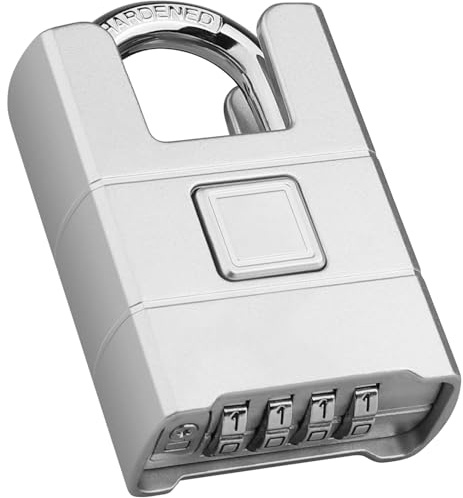 Heavy Duty Combination Padlock, Diyife Large Outdoor Padlock [Wrapped Beam] High Security, One-Touch Unlocking, Design of Hidden Password Suitable for Locker, Home, School, Garage, Gate (Silver)