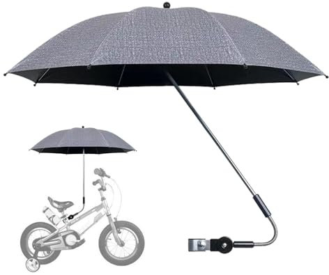 Moreeulsi 90x82cm Umbrella for Stroller with Clamp, 360° UV Protection Pram Canopy for Trolley B-IKE, Pram Parasol Clip Sun Shade, Large Uv Protection Sun Umbrella for Stroller with Clamp