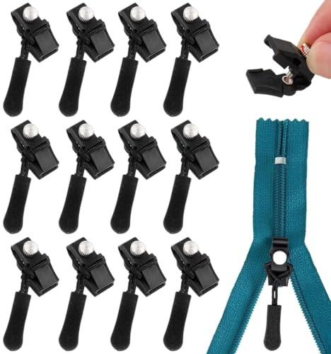 Cremallera Reparación, Reparador Cremallera Universal, Detachable Zipper (Grande-Negro)