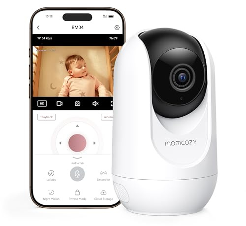 Momcozy Smart WiFi Baby Monitor, APP Control Baby Monitor with Camera&Audio | Danger Zone Alert, Motion & Cry Detection, 1080P Night Vision, 2-Way Talk, Photo & Video Recording (Compatible With BM04)