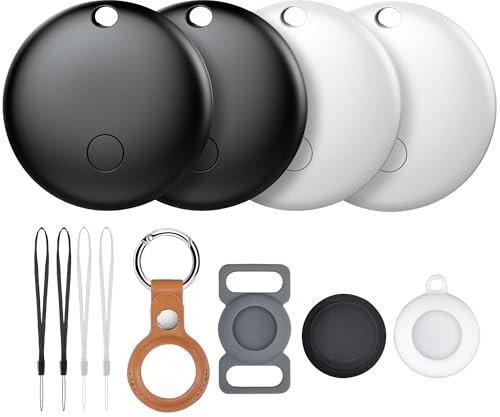 Air Tracker Tag -4 Pack,Bluetooth-Tracker Kinder kompatibel mit Apple Wo ist？|Nur für iOS |4 Verschiedene Hüllen| Austauschbare Batterie |Wasserabweisend |Tracker für Katze,Fahrrad,Kinder,Auto,Hunt